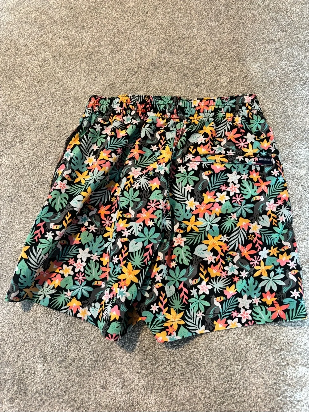 chubbies Black Tropical Floral swim trunks